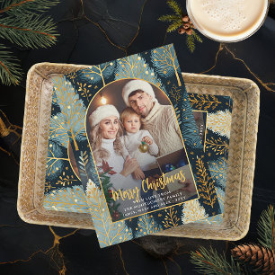 Moderne Wald-Weihnachts-Fotoarkade im individuelle Feiertagskarte