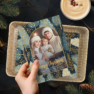 Moderne Wald-Weihnachts-Fotoarkade im individuelle Feiertagskarte