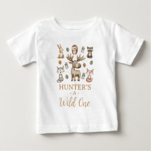 Moderne Wald-Wildnis-Moose zum 1. Geburtstag Baby T-shirt