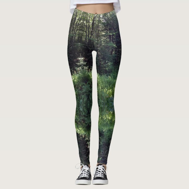 Moderne Waldgrün-Bäume Frauen Leggings (Vorderseite)