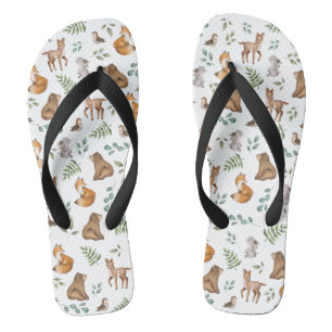 Moderne Waldtiere Hirschbärenfox Sonnenhase Flip Flops