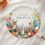 Moderne Waldtiere Waldsäulendusche Pappteller<br><div class="desc">Set eines skurrilen, naturlich inspirierten Tisches mit den Baby Shower Paper Tellern von Woodland Forest Animals! Diese bezaubernden Teller sind mit bezaubernden Waldkreaturen wie einem verspielten Fuchs, sanftem Hirsch, eigenartiger Marmelade und einer weise Eule umgeben von üppiger Vegetation und Wildblumen ausgestattet. Die sanften, erdigen Farbtöne und das reizende Waldmotiv machen...</div>