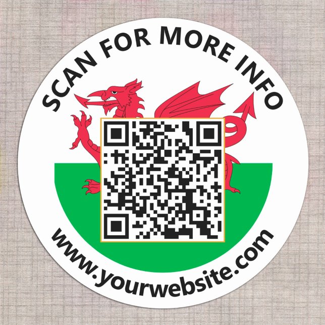 Moderne Wales QR-Code-Sticker, walisische Flagge Runder Aufkleber (Von Creator hochgeladen)