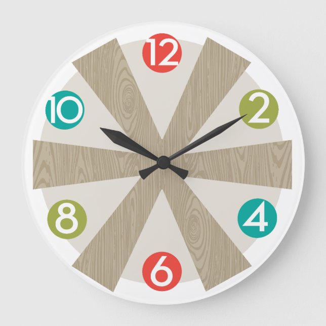 Moderne Wall-Uhr - Farbpunkte des Mitteljahrhunder Große Wanduhr (Vorderseite)