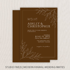 Moderne Walnussbraun-Foliage-Kontur Einladung