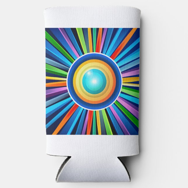 Moderne Wanduhr mit pulsierender Radialbogensonne Selters Dosenkühler (Vorderseite)