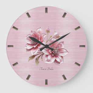 Moderne Wanduhr mit rosa Blumen
