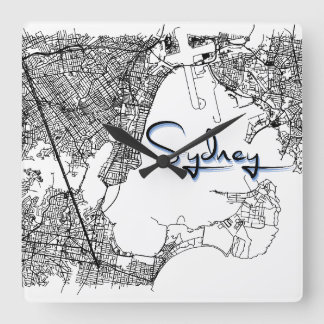Moderne Wanduhr mit Stadtplan von Sydney