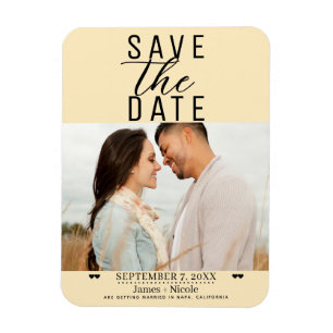 Moderne Warm Custard Save the Date Hochzeitsfoto Magnet