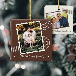 Moderne warme Familienfoto Süße Stempel Feiertage Keramikornament