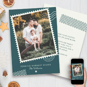 Moderne warme lustige Familienfoto-Postage-Stempel Feiertagskarte
