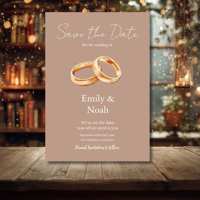 Moderne warme rosa Hochzeitsringe Save The Date Ka (Von Creator hochgeladen)