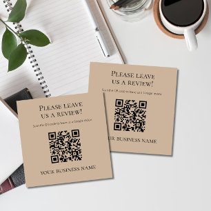 Moderne warme Tann-QR-Code-Google-Bewertung Quadratische Visitenkarte