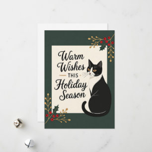 Moderne warme Wünsche Katze Weihnachten Grußkarte