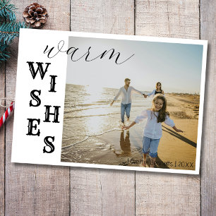 Moderne warme Wünsche Zwei-Strand-Familienfoto-Fei Feiertagskarte