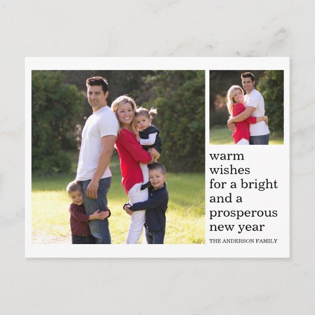 Moderne Wärme wünscht einen schönen Neujahrsfest i Postkarte (Vorderseite)