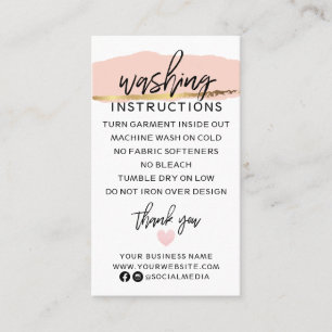 Moderne Waschanweisungen Kleidung Shirt Pflege Visitenkarte