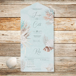Moderne Wassa Ocean Muscheln Abendessen Hochzeit All In One Einladung