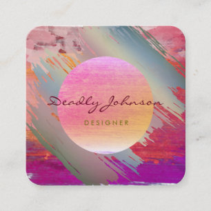Moderne Wasserfarbe Abstrakt Elegante Rosa Mond Quadratische Visitenkarte