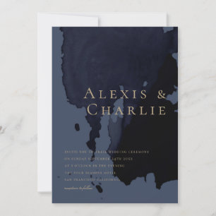 Moderne Wasserfarbe Abstrakte Hochzeitseinladung Einladung