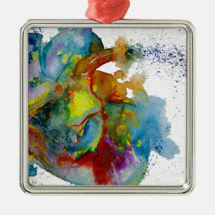 Moderne Wasserfarbe-anatomisches Herz Silbernes Ornament