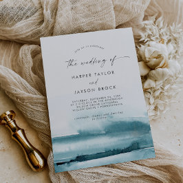 Moderne Wasserfarbe | Aquamarine Hochzeit von Einladung