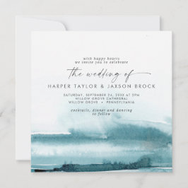 Moderne Wasserfarbe | Aquamarine Square Wedding Einladung