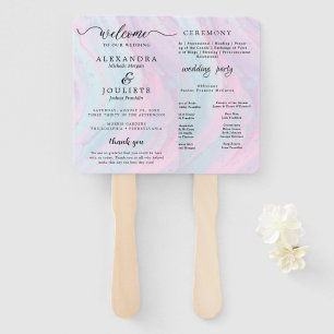 Moderne Wasserfarbe Aquamarines Hochzeitsprogram Fächer