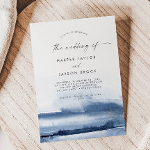 Moderne Wasserfarbe | Blau Die Hochzeit der Einlad