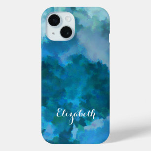 Moderne Wasserfarbe Blau Grüne Vorlage mit individ Case-Mate iPhone Hülle