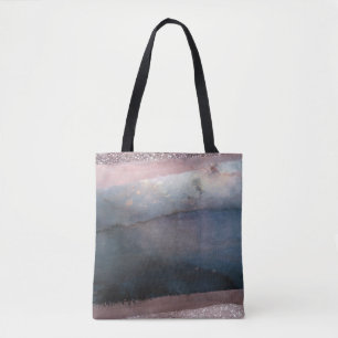 Moderne Wasserfarbe Blau & Roségold Rosa Erröten G