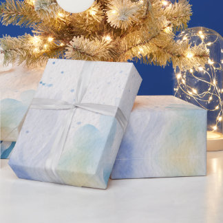 Moderne Wasserfarbe blaue Blumen & personalisieren Geschenkpapier