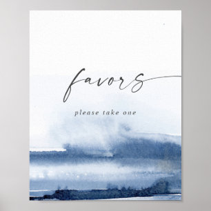 Moderne Wasserfarbe   Blaue Gastgeschenke Hochzeit Poster