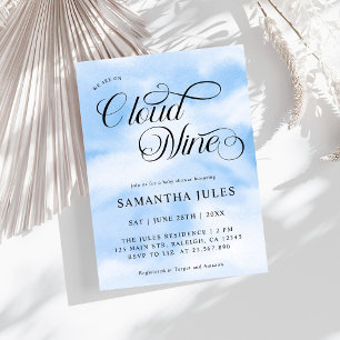 Moderne Wasserfarbe Blue Cloud Nine Baby Dusche Einladung