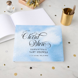 Moderne Wasserfarbe Blue Cloud Nine Baby Dusche Gästebuch