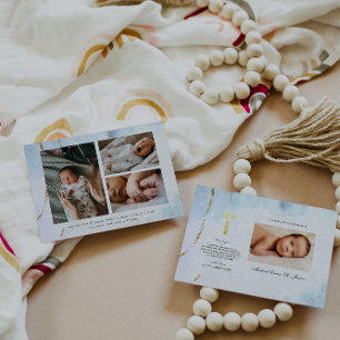 Moderne Wasserfarbe   Blue & Gold Taufe