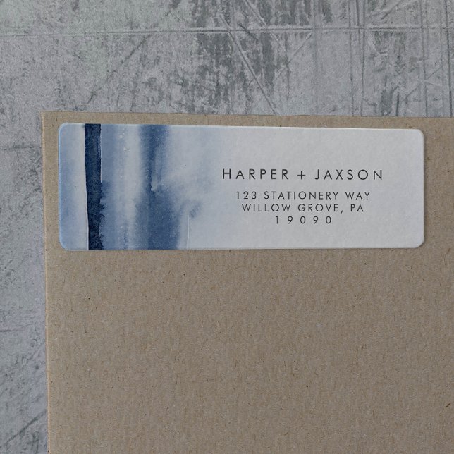 Moderne Wasserfarbe | Blue Return Address Label (Von Creator hochgeladen)