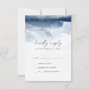 Moderne Wasserfarbe   Blue Simple RSVP Card
