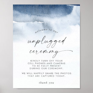Moderne Wasserfarbe Blue Unplugony Zeremony Sign Poster