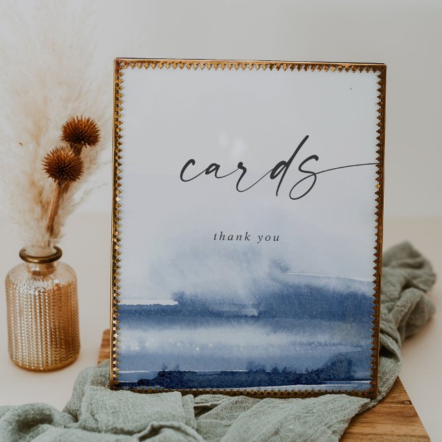 Moderne Wasserfarbe | Blue Wedding Cards Poster (Von Creator hochgeladen)