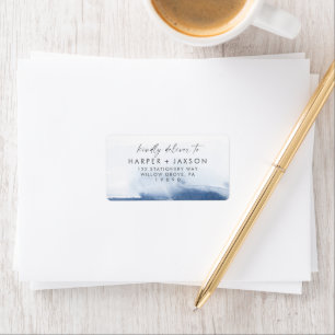 Moderne Wasserfarbe Blue Wedding RSVP-Adresse Adressaufkleber