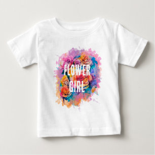 Moderne Wasserfarbe Blumenstrauß Blumenmädchen Baby T-shirt