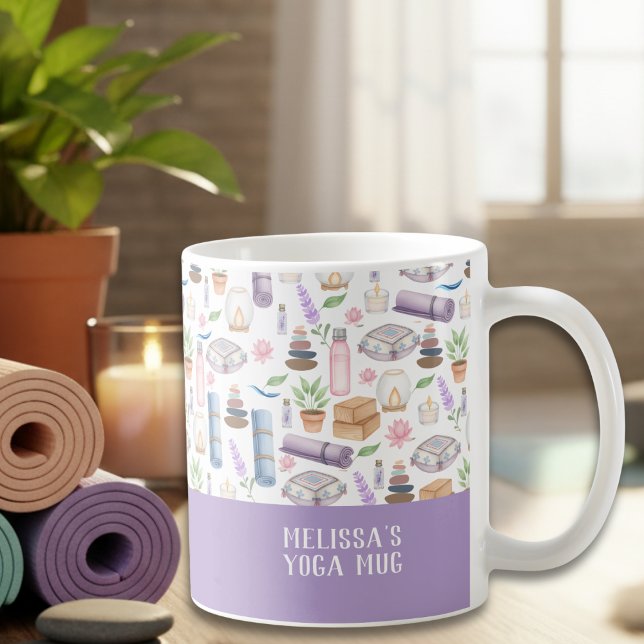 Moderne Wasserfarbe Boho Zen Yoga Ästhetik Muster  Kaffeetasse (Von Creator hochgeladen)