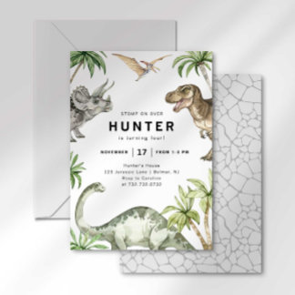 Moderne Wasserfarbe Dinosaurier Geburtstagseinladu Einladung