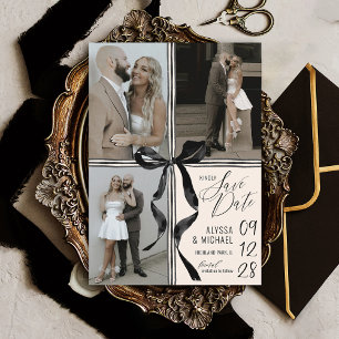 Moderne Wasserfarbe Elfenbein Schwarz Bogen 3 Foto Save The Date