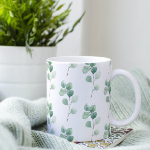 Moderne Wasserfarbe Eukalyptus Grünes Muster Kaffeetasse