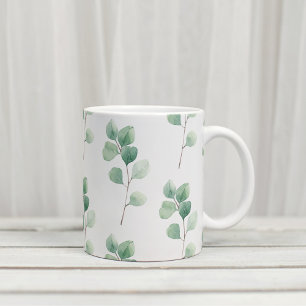 Moderne Wasserfarbe Eukalyptus Grünes Muster Zweifarbige Tasse