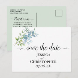 Moderne Wasserfarbe Eukalyptus Grünzeug Hochzeit Ankündigungspostkarte