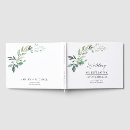 Moderne Wasserfarbe Eukalyptusblätter Grün Gästebuch