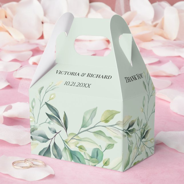 Moderne Wasserfarbe Eukalyptusblätter Grün Geschenkschachtel (Hochzeit)
